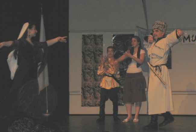 Hawa and her family dancing for Chechnya