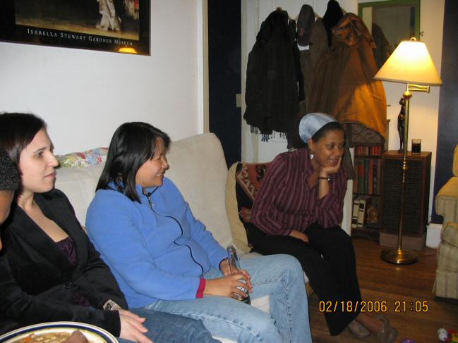 Paula, Monica and Edna watch the children play