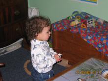 Jonas plays in Alex and Isabella's new room!